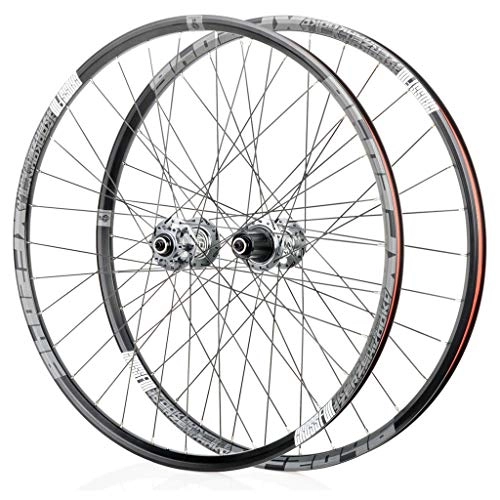 Mountain Bike Wheel : HWL 26 / 27.5 Inch Mountain Bike Bicycle Rims, Double Walled Aluminum Alloy Disc Brake Quick Release Palin Bearing 8 / 9 / 10 / 11 Speed 32H (Color : Silver, Size : 27.5 inch)