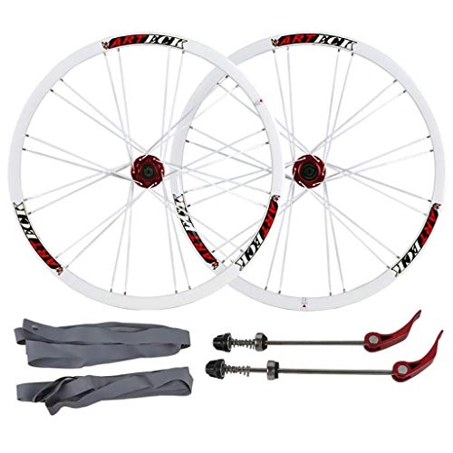Mountain Bike Wheel : HWL Mountain Bike Bicycle Disc Brake 26 Inch, Double Wall Aluminum Alloy Quick Release Sealed Bearings Compatible 8 / 9 / 10 Speed (Color : White, Size : 26inch)