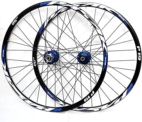 Mountain Bike Wheel : HXJZJ Mountain Bike Wheel Set 26 / 27, 5 / 29 Inch MTB Wheelset Double Wall Aluminum Alloy Bicycle Wheelset Disc Brake Quick Release 32H, Blue-29in