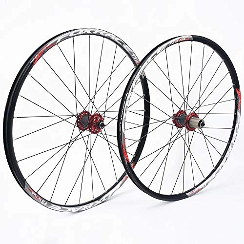 Mountain Bike Wheel : Hxsj Mountain Wheel Set Ultra Light 120 Rings Carbon Fiber Palin Dahwa Wheel Set (Color : Red, Size : 26Plus)