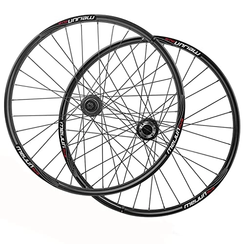 Mountain Bike Wheel : HYLK 26 Inch Bike Wheels, Front + Rear Bicycle Wheelset Discbrake Quick Release 32H Double Wall MTB Wheels Cycling Rim For 7 8 9 10 Speed Cassette (Black)