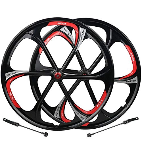Mountain Bike Wheel : HYLK 26 Inch Bike Wheels (Front + Rear) Wheelset Bicycle Double Wall Magnesium Alloy Rim MTB Discbrake 7 8 9 10 11 Speed Quick Release (Black)