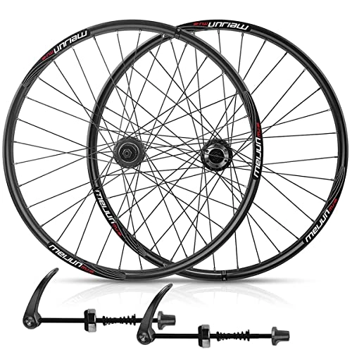 Mountain Bike Wheel : HYLK Mountain Bike Wheelset 26", Discbrake Bike Wheels For 7 8 9 10 Speed Cassette, 32H Bicycle Wheels Quick Release MTB Wheelset Cycling Rim (Black)