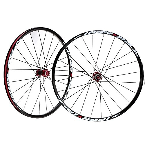 Mountain Bike Wheel : IJeilo 26'' 24H Disc Brake Bike Wheel Mountain Bicycle MTB Bike Wheelset Hubs, No Matter the Ending is Perfect or Not (Color : Red)
