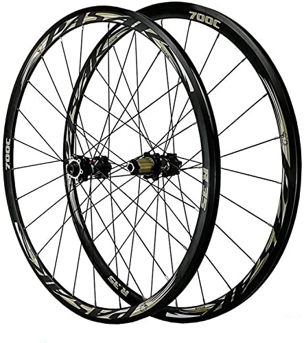 Mountain Bike Wheel : JAMCHE 700C Front Rear Wheel Set, Disc Brake Road Hybrid / Mountain Bike V / C Brake 7 / 8 / 9 / 10 / 11 / 12 Speed Flywheels Wheelset (Color : Black, Size : QR)