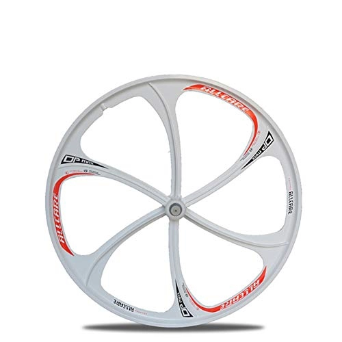 Mountain Bike Wheel : JJZD 26 Inch Mountain Bike Rim Integrated Molding One Wheel Aluminum Alloy 6 Knife Single Wheel Bicycle Disc Brake Wheel Set (Color : White)