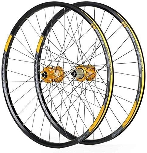 Mountain Bike Wheel : L.BAN Cycling Wheels For 26 27.5 29 Inch Mountain Bike Wheelset Alloy Double Wall Quick Release Disc Brake Compatible 8-11 Speed, Gold-29inch