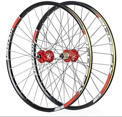 Mountain Bike Wheel : L.BAN Cycling Wheels For 26 27.5 29 Inch Mountain Bike Wheelset Alloy Double Wall Quick Release Disc Brake Compatible 8-11 Speed, Red-27.5inch