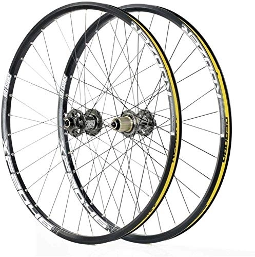 Mountain Bike Wheel : L.BAN Cycling Wheels For 26 27.5 29 Inch Mountain Bike Wheelset Alloy Double Wall Quick Release Disc Brake Compatible 8-11 Speed, Yellow-29inch