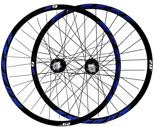 Mountain Bike Wheel : L&WB Bicycle Rim 26 27.5 29 Inch Mountain Bike Wheelset MTB Double Wall Wheels Disc Brake 8-10 Speed Cassette Hub 32H QR, Blue, 27.5in