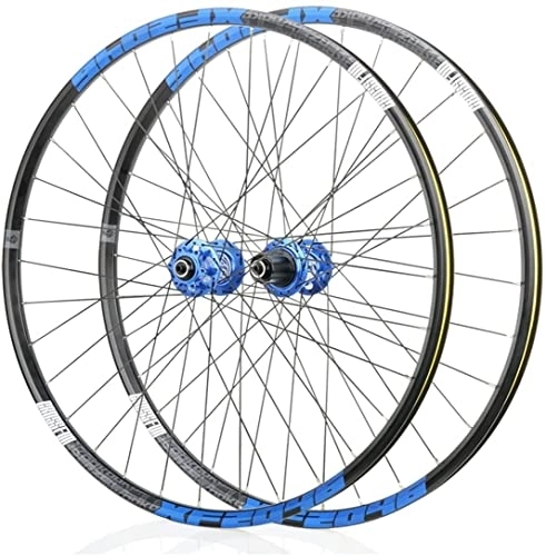 Mountain Bike Wheel : L&WB Double-Walled Bike Wheelset for 26 27.5 29 Inch MTB Rim Disc Brake Fast Release Mountain Bike Wheels 24H 8 9 10 11 Speed, A, 26in
