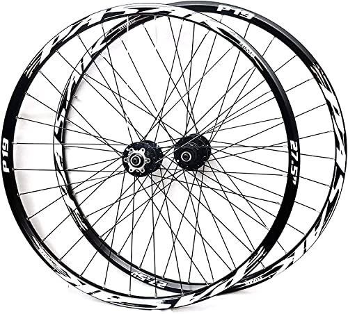 Mountain Bike Wheel : L&WB Mountain Bike Wheelset 26 / 27.5 / 29 Inch MTB Wheelset Double Wall Aluminum Alloy Bicycle Wheelset Disc Brake Quick Release 32H, White, 26in