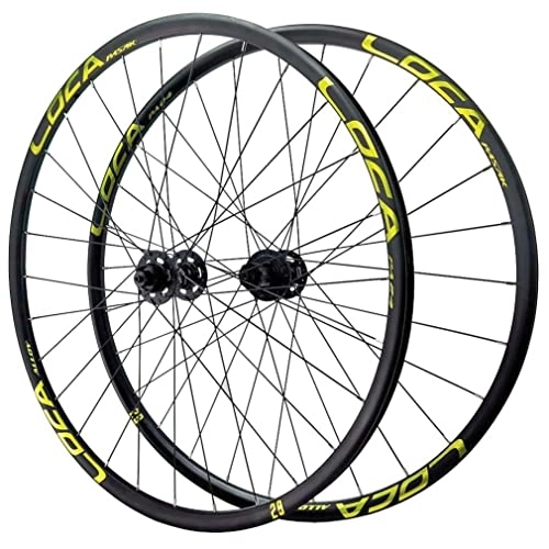Mountain Bike Wheel : LAVSENA 26 / 27.5 / 29'' Mountain Bike Wheelset Centerlock Disc Brake MTB Quick Release Wheels Rim Sealed Bearing Hub 28H For 7 8 9 10 11 12 Speed Cassette (Color : Yellow, Size : 29'')