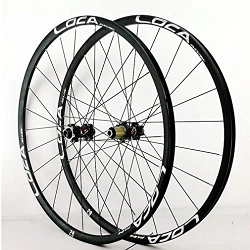Mountain Bike Wheel : LAVSENA Mountain Bike Disc Brake Wheelset 26 27.5 29 Inch 700c Bicycle Rim Front Rear Wheels Thru Axle Hub For 7 8 9 10 11 12 Speed Cassette (Color : Black, Size : 700C)