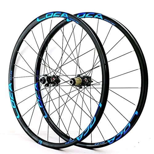 Mountain Bike Wheel : LAVSENA Mountain Bike Disc Brake Wheelset 26 27.5 29 Inch 700c Bicycle Rim Front Rear Wheels Thru Axle Hub For 7 8 9 10 11 12 Speed Cassette (Color : Blue, Size : 27.5'')