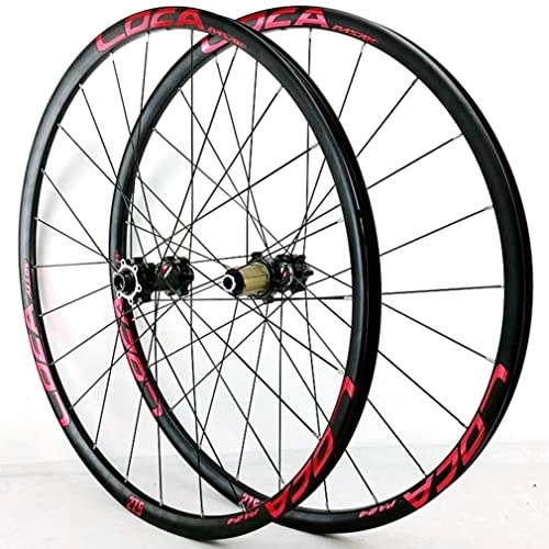 Mountain Bike Wheel : LAVSENA Mountain Bike Disc Brake Wheelset 26 27.5 29 Inch 700c Bicycle Rim Front Rear Wheels Thru Axle Hub For 7 8 9 10 11 12 Speed Cassette (Color : Red Black, Size : 26'')
