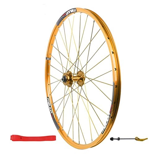 Mountain Bike Wheel : LDDLDG 26" MTB Front Wheel Quick Release Disc Brake 32H Mountain Bike Wheels, High Strength Aluminum Alloy Rim(Color:golden)