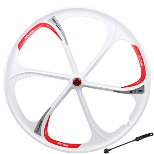 Mountain Bike Wheel : LDDLDG 6-spoke 26 Inch Mountain Bike Integrated Wheel Disc Brake Magnesium Alloy Wheel, White (Size : Front Wheel)