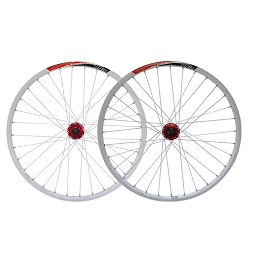 Mountain Bike Wheel : LDDLDG Mountain Bike Wheelset 26" Bicycle Rim MTB Disc Brake Quick Release Wheels 32H Carbon Hub For 7 / 8 / 9 / 10 Speed(Color:white+red)