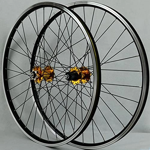 Mountain Bike Wheel : LDDLDG MTB Wheelset Racing 26 / 27 / 29.5 Inch Quick Release V / Disc Brake Mountain Cycling Rim Wheels For 7 To 12 Speed(Size:27.5inch, Color:golden)