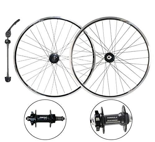 Mountain Bike Wheel : LHHL 20" 26" Mountain Bike Wheelsets, bike Tires Freewheel, Disc / V Brake Aluminum Alloy Card Hub Sealed Bearing QR 6 / 7 / 8 / 9 Speed (Color : Black, Size : 20")