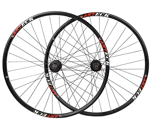 Mountain Bike Wheel : LHHL 27.5" / 29" Mountain Bike Wheelset, Double Layer Disc Brake RIM 32H Alloy Hub For 7-10 Speed Cassette Low Resistant Flat Spokes MTB Wheelset (Color : Black, Size : 27.5")