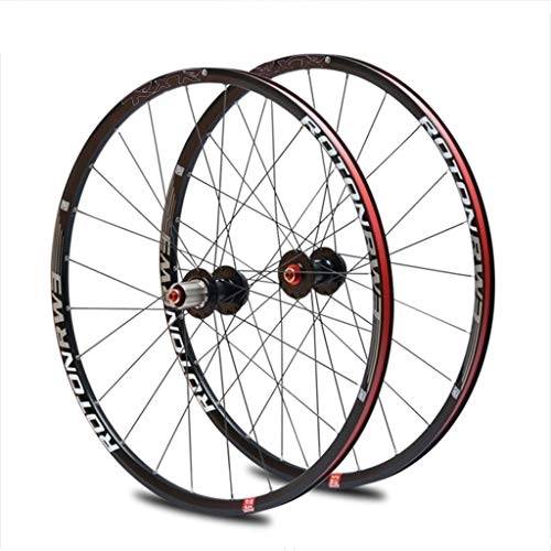 Mountain Bike Wheel : LHHL Bicycle Wheel 26" / 27.5" / 29" MTB Cassette Hub Bike Wheelset Double Wall Alloy Rim Sealed Bearing QR 9-11Speed Disc Brake (Color : Black, Size : 26")