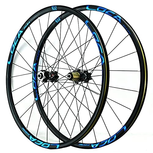 Mountain Bike Wheel : LHHL Bicycle Wheel Set 26" / 27.5" / 29" For Mountain Bike Double Wall Rims Disc Brake 8 9 10 11 12 Speed Cassette QR Wheel 24H (Color : Blue, Size : 29")