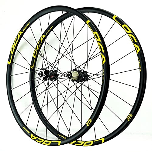 Mountain Bike Wheel : LHHL Bicycle Wheel Set 26" / 27.5" / 29" For Mountain Bike Double Wall Rims Disc Brake 8 9 10 11 12 Speed Cassette QR Wheel 24H (Color : Gold, Size : 27.5")