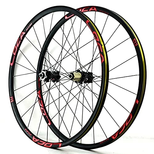Mountain Bike Wheel : LHHL Bicycle Wheel Set 26" / 27.5" / 29" For Mountain Bike Double Wall Rims Disc Brake 8 9 10 11 12 Speed Cassette QR Wheel 24H (Color : Red, Size : 27.5")