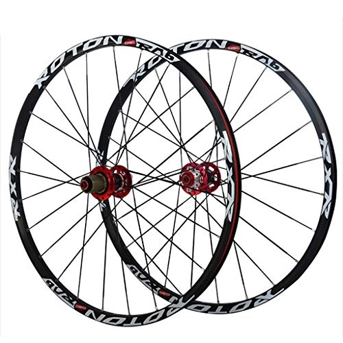Mountain Bike Wheel : LHHL Bicycle Wheel Set 26 / 27.5 / 29" MTB Double Wall Alloy Rim 24H Bike Front And Rear Wheel Carbon Hub Disc Brake Sealed Bearing QR For 7 / 8 / 9 / 10 / 11 Speed Cassette (Color : Black, Size : 29")