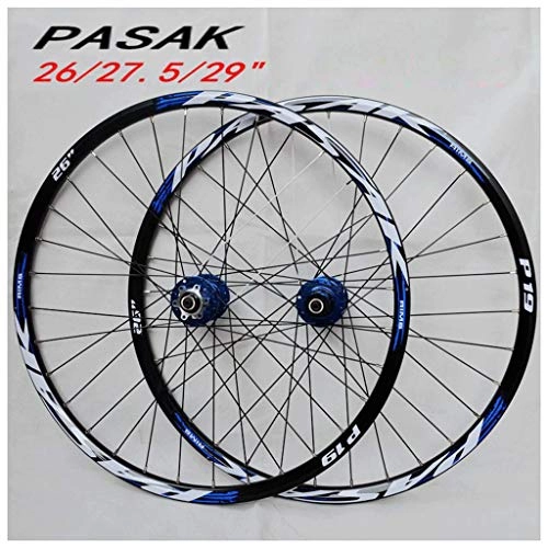 Mountain Bike Wheel : LHHL Bicycle Wheelset 26 / 27.5 / 29 Inch MTB Double Wall Alloy Rims Disc Brake Bike Wheel QR Cassette Fiywheel Hubs Sealed Bearing 7-11 Speed 32H (Color : B, Size : 29")