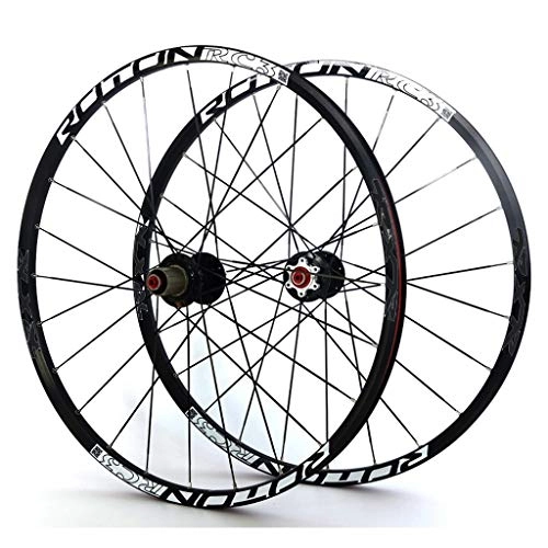 Mountain Bike Wheel : LHHL Bicycle Wheelset 26" / 27.5" / 29" MTB Double Wall Rims Carbon Hub Sealed Bearing Bike Wheels Disc Brake QR 11 Speed 24H (Color : Black, Size : 29")