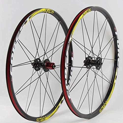 Mountain Bike Wheel : LHHL Bicycle Wheelset 26 / 27.5 Inch Bike Wheels MTB Double Wall Rims Disc Brake Sealed Bearing Hub QR 11 Speed (Color : Orange, Size : 27.5")