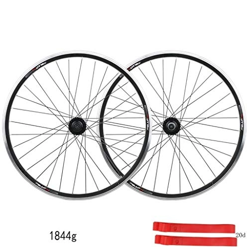 Mountain Bike Wheel : LHHL BMX Bike Wheel 20in Double Wall Rims MTB Bicycle Wheel Set 26" V / Disc Brake QR 8-10 Speed Spiral Flywheel Hubs (Color : Black, Size : 20in)