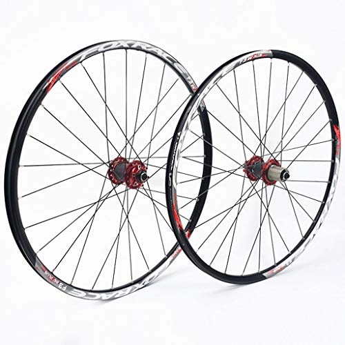 Mountain Bike Wheel : LHHL Components Cycling Wheels For 26 27.5 Inch Racing Mountain Bike Wheelset Alloy Double Wall Quick Release Disc Brake Compatible 7-11 Speed (Color : C, Size : 26inch)