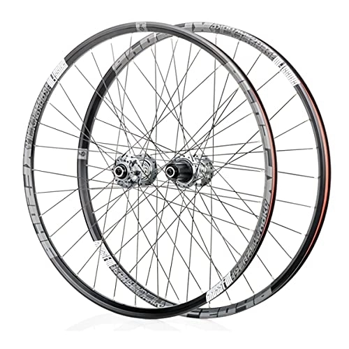 Mountain Bike Wheel : LHHL Components Double Wall Bike Wheelset for 26 27.5 29 inch MTB Rim Disc Brake Quick Release Mountain Bike Wheels 24H 8 9 10 11 Speed (Color : Silver, Size : 29inch)
