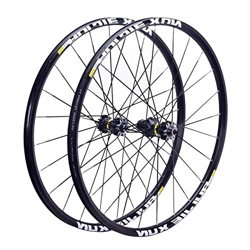 Mountain Bike Wheel : LHHL Components Mountain Bike Wheelset 26 / 27.5 / 29inch Carbon Fiber Hub MTB Bicycle Wheels Double Wall Rims Disc Brake Sealed Bearings 8 / 9 / 10 / 11 Speed (Color : Black hub, Size : 26in)