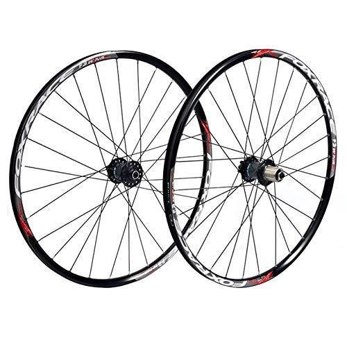Mountain Bike Wheel : LHHL Components Mountain Bike Wheelset 26 27.5 Inch Alloy Double Wall Carbon Drum Quick Release Disc Brake 7-11 Speed (Size : 27.5inch)