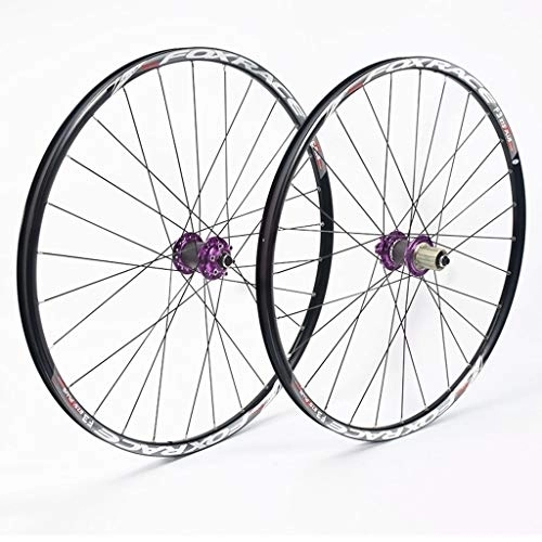 Mountain Bike Wheel : LHHL Components Mountain Bike Wheelset For 26 27.5 Inch Bike Wheels Alloy Double Wall Carbon Drum Quick Release Disc Brake Compatible 7-11 Speed (Size : 27.5inch)