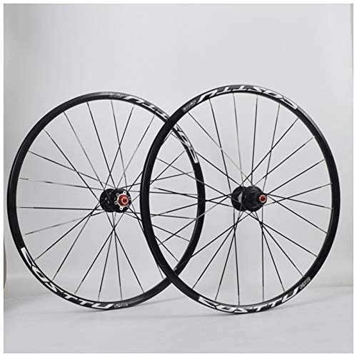 Mountain Bike Wheel : LHHL Components MTB Bicycle Wheelset 26 / 27.5 Inch Disc Brake Mountain Bike Rim Quick Release Sealed Bearings Hubs 7-11 Speed Cassette Freewheel 24 Spoke (Color : Black, Size : 26inch)