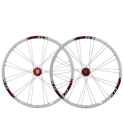 Mountain Bike Wheel : LHHL Components MTB Cycling Wheel 26 Inch Bicycle Wheelset 11 Speed Rims 559 Disc Brake Mountain Bike Wheel Sealed Bearing Hub QR For Cassette Flywheel (Color : Red White, Size : 26INCH)