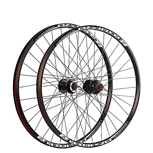 Mountain Bike Wheel : LHHL Components MTB QR 26" Mountain Bike Wheel Set Black Bicycle Rim 7-10 Speed Cassette Freewheel Disc Brake Quick Release Sealed Bearings Hub 32 Spoke (Size : 26 inch)
