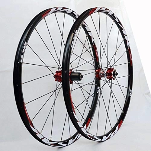 Mountain Bike Wheel : LHHL Components MTB Wheel 26 27.5 29inch Bicycle Cycling Rim Disc Brake Mountain Bike Wheel 24H 7-12speed Cassette Hubs QR Sealed Bearing (Color : Red)