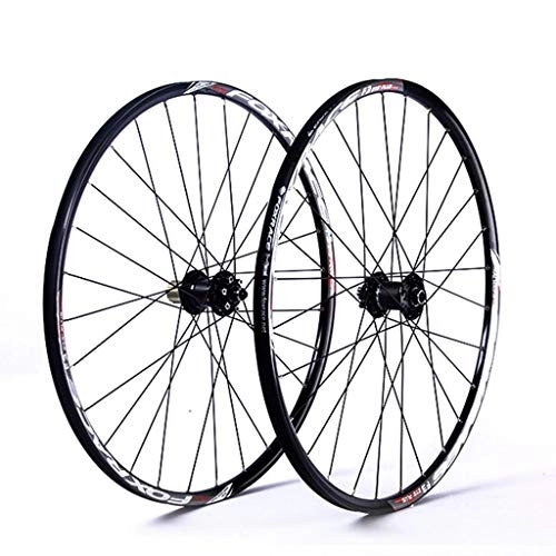 Mountain Bike Wheel : LHHL Components Racing Bike Wheelset For 26 27.5 29 Inch Double Wall MTB Rim Carbon Drum Disc Brake Quick Release Mountain Bike Wheels 24H 7 8 9 10 Speed (Color : Black, Size : 27.5inch)