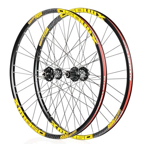 Mountain Bike Wheel : LHHL Mountain Bik Wheel 26" / 27.5 In Bicycle Wheelset For MTB Double Wall Rim QR Disc Brake 8-11S Cassette Hub Sealed Bearing (Color : Gold, Size : 27.5")