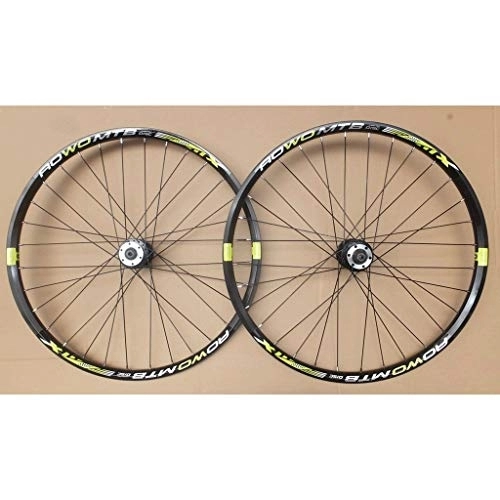 Mountain Bike Wheel : LHHL Mountain Bike Wheel 26 / 27.5 / 29 Inches Double Wall Alloy Rim Quick Release Disc Brake Wheel Set 32 Hole 8 9 10 Speed (Color : Green, Size : 27.5in)