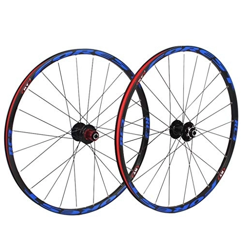 Mountain Bike Wheel : LHHL Mountain Bike Wheels 26 / 27.5 Inch Bicycle Wheelset Double Wall Rims Disc Brake Sealed Bearing Hub QR 11 Speed (Color : B, Size : 27.5inch)