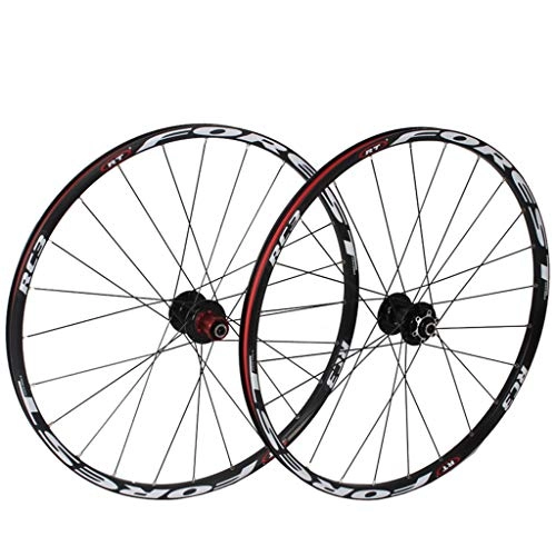 Mountain Bike Wheel : LHHL Mountain Bike Wheels 26 / 27.5 Inch Bicycle Wheelset Double Wall Rims Disc Brake Sealed Bearing Hub QR 11 Speed (Color : F, Size : 26inch)