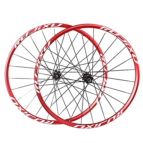Mountain Bike Wheel : LHHL Mountain Bike Wheelset 26 27.5 29 Inch MTB Aluminum Alloy Rim For 78 9 10 11 Speed Cassette Cycling Wheels Disc Brake Wheels Thru Axle Bicycle Accessory (Color : Red, Size : 26")